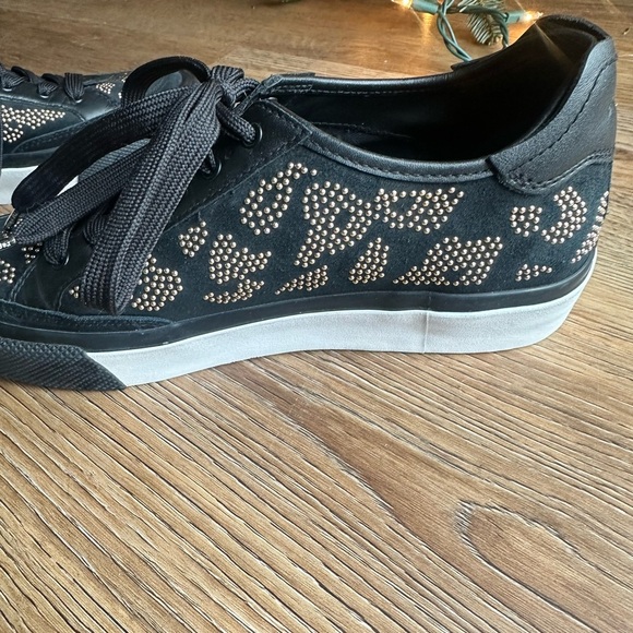 Rag and Bone women’s RB Army low top sneaker, studded leopard, black gold, 38.5 - Picture 9 of 13